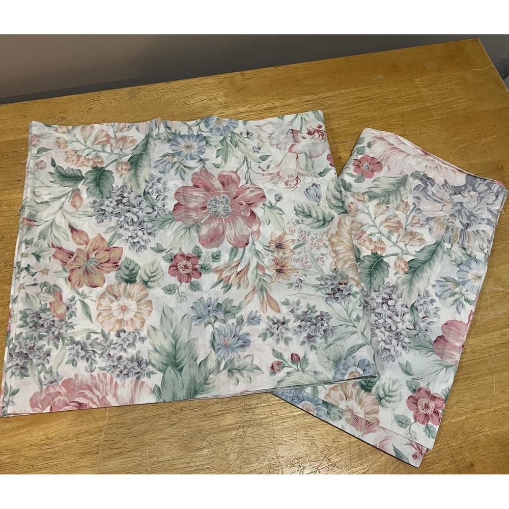 Vtg Valance Floral Cottagecore Flowers French Country 16x72" Set Of 2